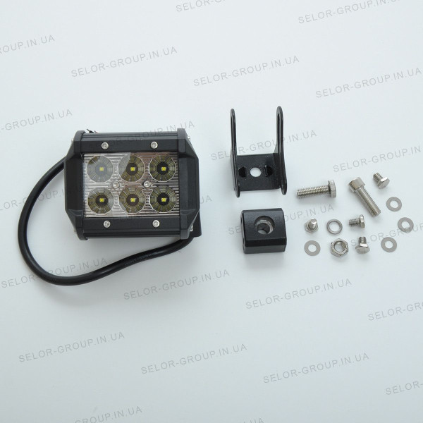 Додаткова LED фара 18W (3W*6) 10-30V 95x75x60 mm Відблиск Близький Чорний