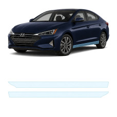 Антигравийная защитная бронепленка по лекалам для Hyundai Elantra AD facelift 2019-2020 - нижняя зона кузова пороги