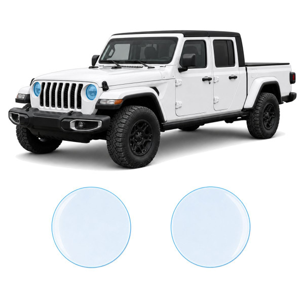 Антигравийная защитная бронепленка по лекалам для Jeep Gladiator JT 2019-2023 - оптика (фары и ПТФ)