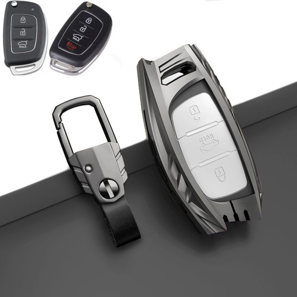Чехол для автоключей Hyundai С карабином Темный хром Оригинал (YA0028)