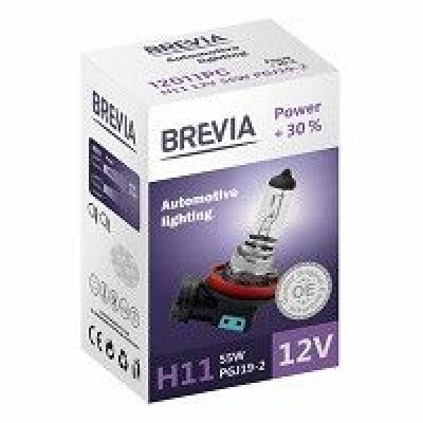 Автолампа галогенна Brevia + 30% / H11 / 55W / 12V / 1 шт (12011PC)