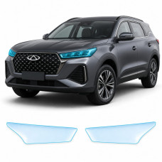 Антигравийная защитная бронепленка по лекалам для Chery Tiggo 7 Pro Max (PHEV) I 2024- оптика (фары и ПТФ)