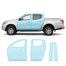 Антигравийная защитная бронепленка по лекалам для Mitsubishi L200 V 2015-2019 - зоны дверей и стойки окон