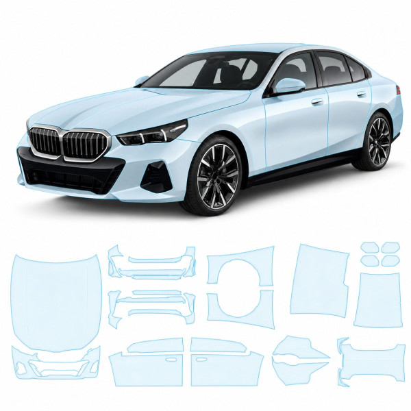 Антигравийная защитная бронепленка по лекалам для BMW 5 Series G60 2023- полный кузов