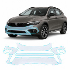 Антигравийная защитная бронепленка по лекалам для Fiat Tipo Cross (Egea Cross) I 2020- передний бампер