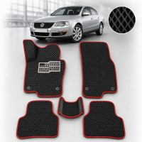 3D EVA Коврики в салон для Volkswagen Passat B6 2005-2010 З Підп'ятником Чорні-Червоний кант 5 шт