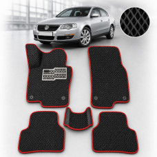 3D EVA Коврики в салон для Volkswagen Passat B6 2005-2010 З Підп'ятником Чорні-Червоний кант 5 шт