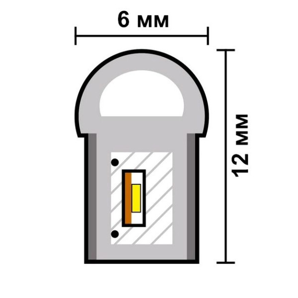 LED Лента гибкая силикон 12v 1 м Белый Неон (боковое свечение 12 мм 6 мм)