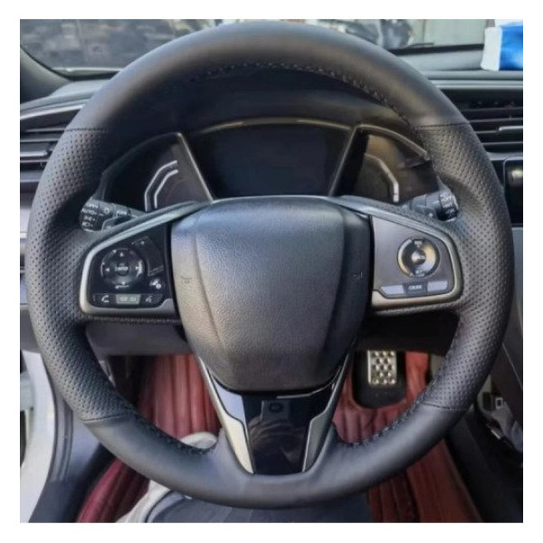 Чехол Оплетка Руля для Honda CR-V/Civic 2016-2019 Кожа (Модельная Выкройка) №23