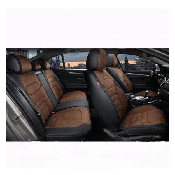 Авточохли накидки для сидінь 5D Алькантара Екокожа Elegant VERONA комплект Коричневий (700 145)