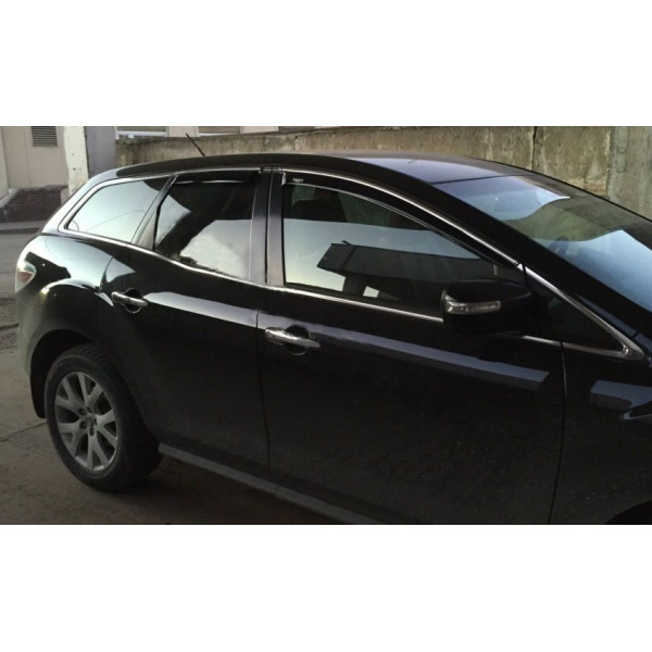 Дефлектори вікон вітровики для Mazda CX-9 2007- З Молдінгом Хром