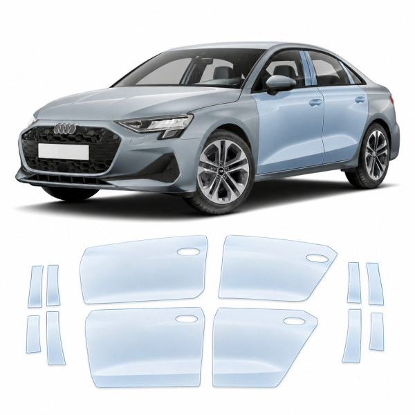 Антигравійна захисна бронеплівка за лекалами для Audi A3 8Y facelift 2024- зони дверей і стійки вікон
