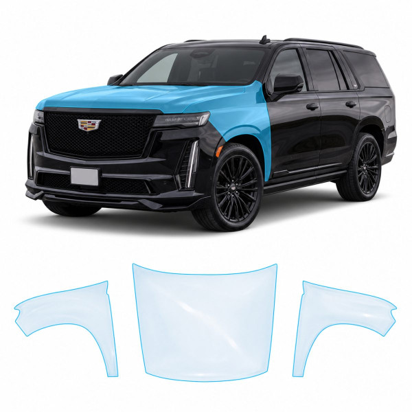 Антигравийная защитная бронепленка по лекалам для Cadillac Escalade V 2021- капот и передние крылья