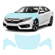 Антигравийная защитная бронепленка по лекалам для Honda Civic X 2015-2018 - капот и передние крылья