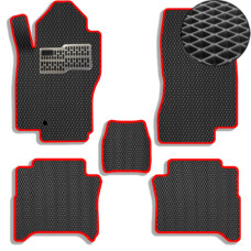 Коврики в салон EVA для Nissan Navara III (D40) Double Cab 2005- с подпятником Черные-Красный кант 5 шт