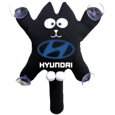 Игрушка на присоске Кот Саймон XL Hyundai Жирный Кот Черный (Цветной логотип 3D)