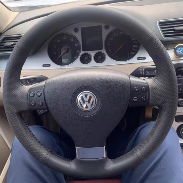 Чехол Оплетка Руля для Volkswagen Passat B6 / Golf 5 / Jetta / Tiguan 2005-2011 Кожа (Модельная Выкройка)