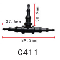Соединитель для трубок тройник d9.5 6.3 3.2мм OEM 22261 (C411)
