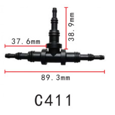 Соединитель для трубок тройник d9.5 6.3 3.2мм OEM 22261 (C411)