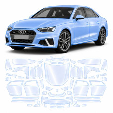 Антигравийная защитная бронепленка по лекалам для Audi A4 B9 facelift 2020-2025 - полный кузов