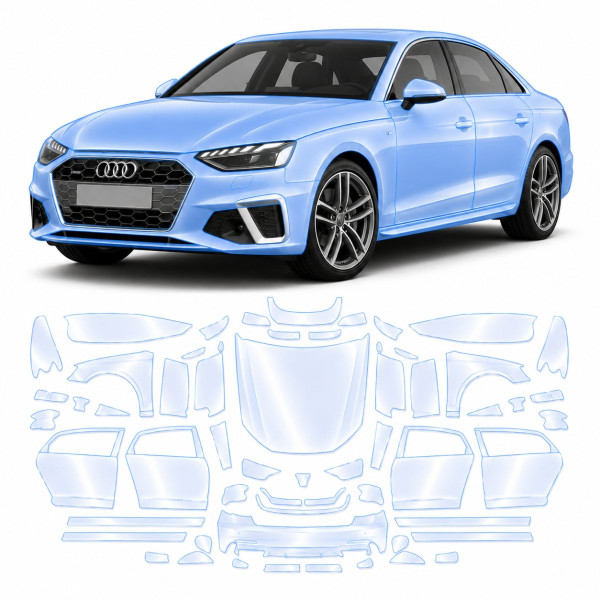 Антигравийная защитная бронепленка по лекалам для Audi A4 B9 facelift 2020-2025 - полный кузов