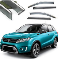 Дефлекторы окон ветровики Benke для Suzuki Grand Vitara 2015- Хром Молдинг Из Нержавеющей Стали 3D