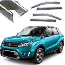 Дефлектори вікон вітровики Benke для Suzuki Grand Vitara 2015- Хром Молдинг Із Нержавіючої Сталі 3D