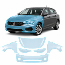 Антигравийная защитная бронепленка по лекалам для Fiat Tipo II 2015-2020 - передняя часть авто (капот бампер фары крылья)