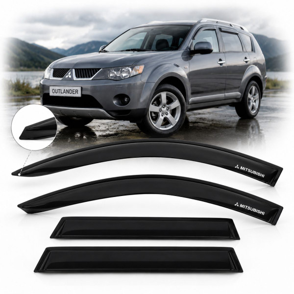 Дефлектори вікон вітровики для Mitsubishi Outlander XL 2007-2012 Скотч 3M Voron Glass