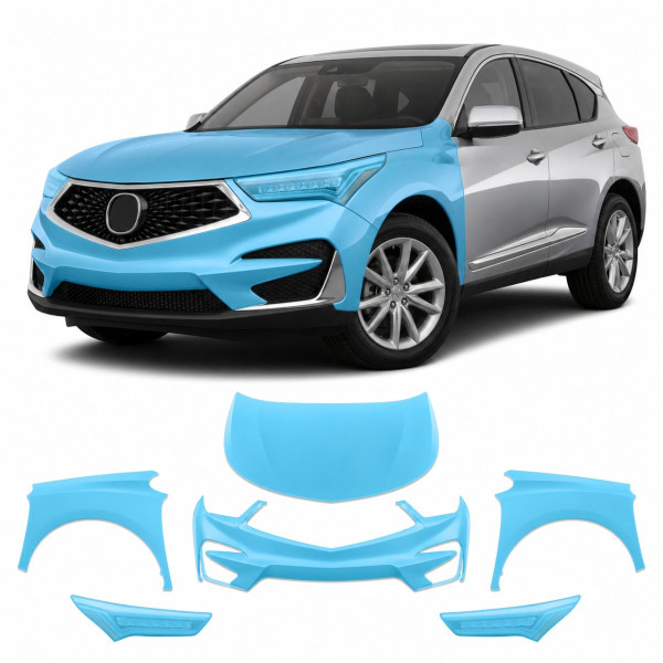 Антигравийная защитная бронепленка по лекалам для Acura RDX TC1 2019-2021 - передняя часть авто (капот бампер фары крылья)