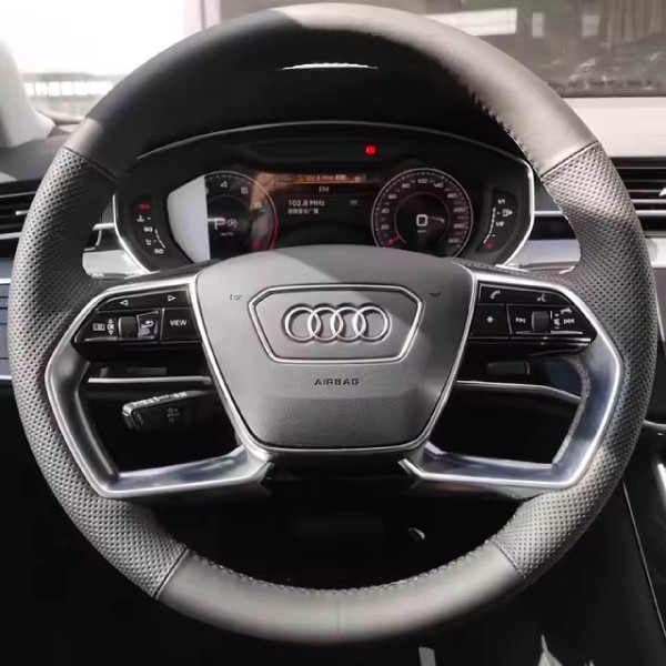 Чехол Оплетка Руля для Audi A6/A7/A8/S8/ E-tron 2021-2022 Кожа (Модельная Выкройка) №2