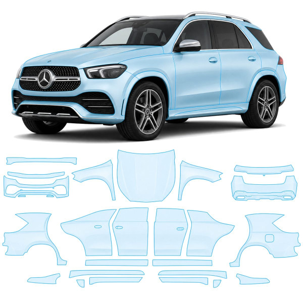 Антигравийная защитная бронепленка по лекалам для Mercedes-Benz GLE W167 2019-2023 - полный кузов
