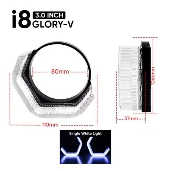 LED Маска Ангельські очі 3" D76 мм 12V 6000K Стиль BMW Білий Світло 2 шт (R8-V)