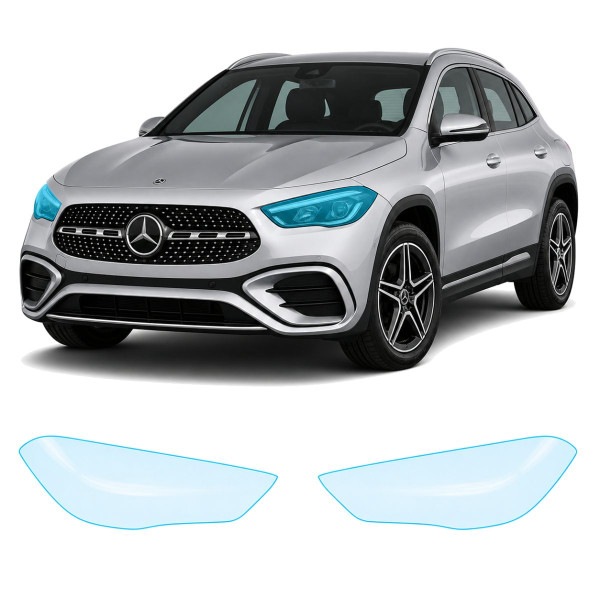 Антигравійна захисна бронеплівка за лекалами для Mercedes-Benz GLA H247 facelift 2023- оптика (фари та ПТФ)