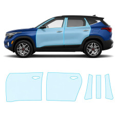 Антигравийная защитная бронепленка по лекалам для Kia Seltos SP2 2019-2022 - зоны дверей и стойки окон