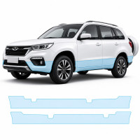 Антигравійна захисна бронеплівка за лекалами для Chery Tiggo 3 II facelift 2020- нижня зона кузова пороги