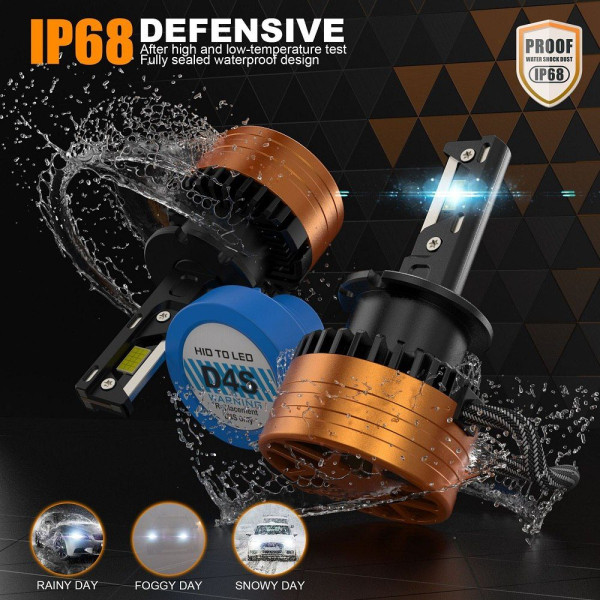 Лампы LED D2S 110W 12000Lm 3570-Chip DC12V 6000K IP68 +200% 2 шт