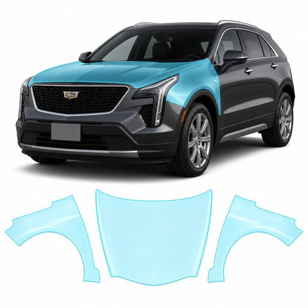 Антигравійна захисна бронеплівка за лекалами для Cadillac XT4 I 2019-2023 - капот і передні крила