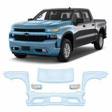 Антигравійна захисна бронеплівка за лекалами для Chevrolet Silverado IV 2019-2021 - передня частина авто (капот бампер крила))