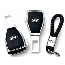 Набір в авто для Hyundai №2 / Заглушка перехідник ременя безпеки та брелока з логотипом