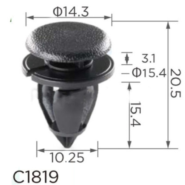Кліпса кріплення обшивки дверей RENAULT GM OPEL NISSAN (OEM: 7703077434 / 93160780 / 4411887) (C1819)