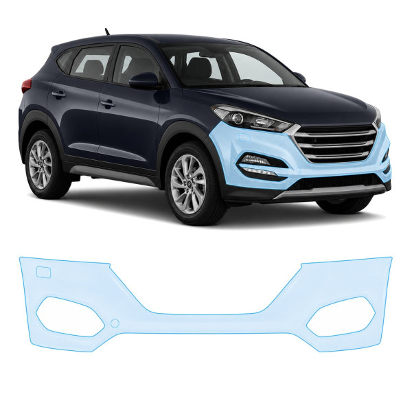 Антигравийная защитная бронепленка по лекалам для Hyundai Tucson TL 2015-2018 - передний бампер