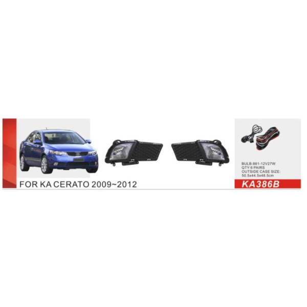 Противотуманные фары для KIA Cerato 2009-2012 12V 27W с проводкой Комплект (KA-386B)