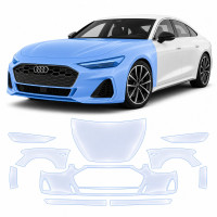 Антигравийная защитная бронепленка по лекалам для Audi A5 B10 2024- передняя часть авто (капот бампер фары крылья)