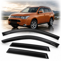 Дефлекторы окон ветровики для Mitsubishi Outlander 2012-2020 Скотч 3M Voron Glass