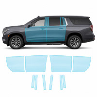 Антигравийная защитная бронепленка по лекалам для Chevrolet Suburban IV 2021- зоны дверей и стойки окон
