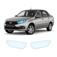 Антигравийная защитная бронепленка по лекалам для LADA Granta 2190 facelift 2018-2022 - оптика (фары и ПТФ)