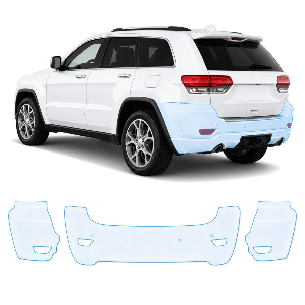 Антигравийная защитная бронепленка по лекалам для Jeep Grand Cherokee WK2 facelift 2014-2021 - задний бампер