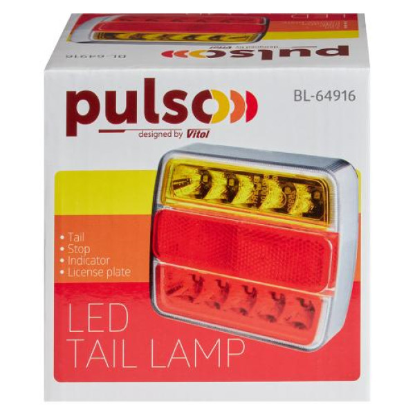 LED Задній ліхтар квадратний 6LED 12V 110х100х40 мм 2 шт (BL-64916)