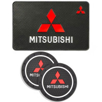 Набір антиковзних килимків для торпеди та підсклянника Mitsubishi 3 шт 